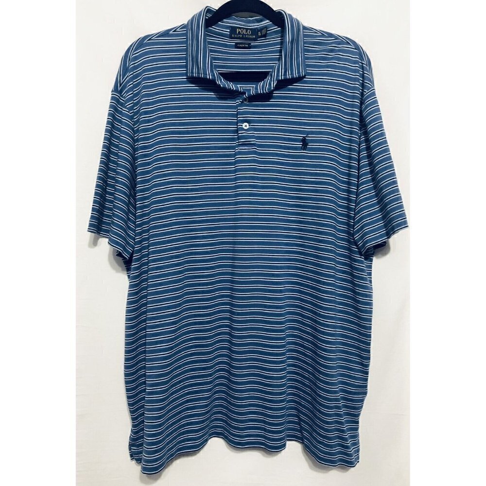 Polo Ralph Lauren Classic Fit Striped Shirt Golf Blue Mens Size XL